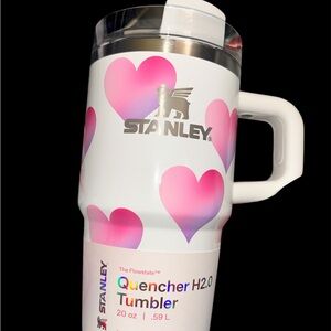 Stanley White Tumbler with Pink Heart Accents